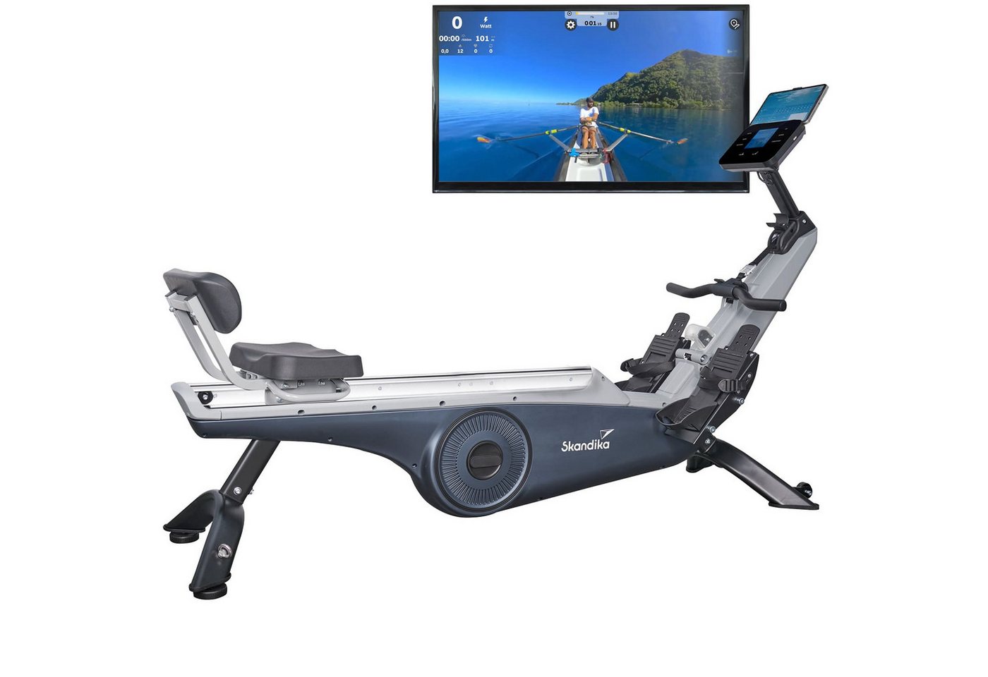 Skandika Rudergerät Freki Plus, Fitnessgerät für Zuhause in Studio Qualität, aufstellbar, 10-stufiger Magnetwiderstand, 8 kg Schwungmassensystem, Kinomap App von Skandika