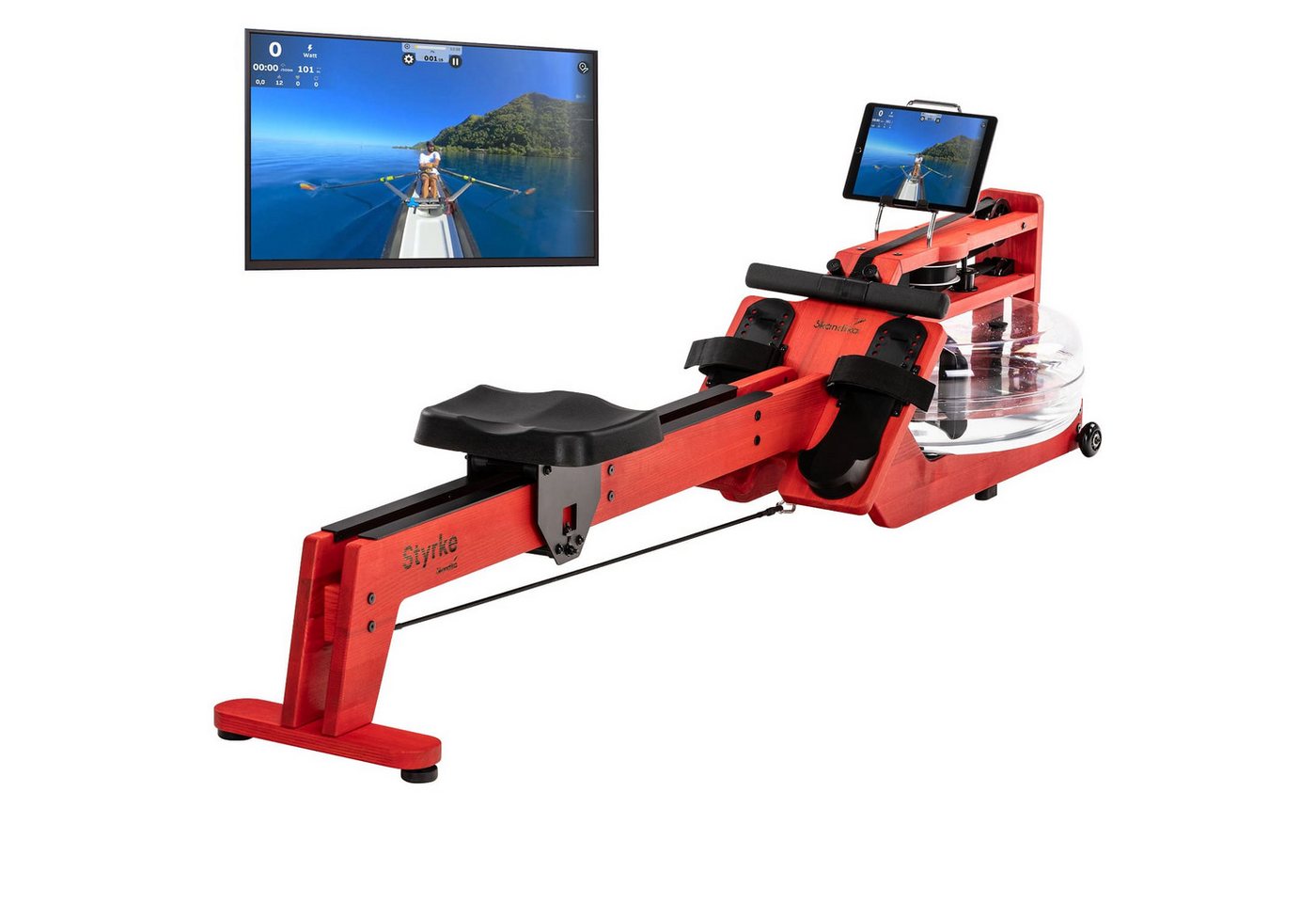 Skandika Rudergerät Styrke Premium, Rudermaschine aus Holz, für Zuhause, Wasser, Esche, Made in Germany, farbig geölt, bis 180 kg, Kinomap, Bluetooth Skandika Rudergerät Styrke Premium, Rudermaschine aus Holz, für Zuhause, Wasser, Esche, Made in Germany, farbig geölt, bis 180 kg, Kinomap, Bluetooth von Skandika