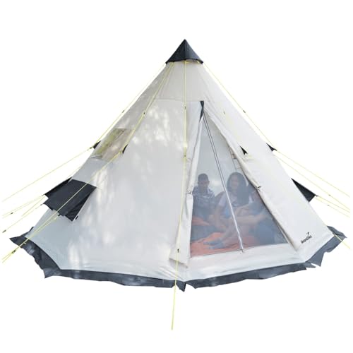 Skandika Tipi Goathi 550 Protect| Campingzelt für 6 Personen, eingenähter Zeltboden, Moskitonetz, 2,5 m Stehhöhe, 3000 mm Wassersäule, Stahl-Gestänge | Indianerzelt, Festivalzelt, Zelt Outdoor von Skandika