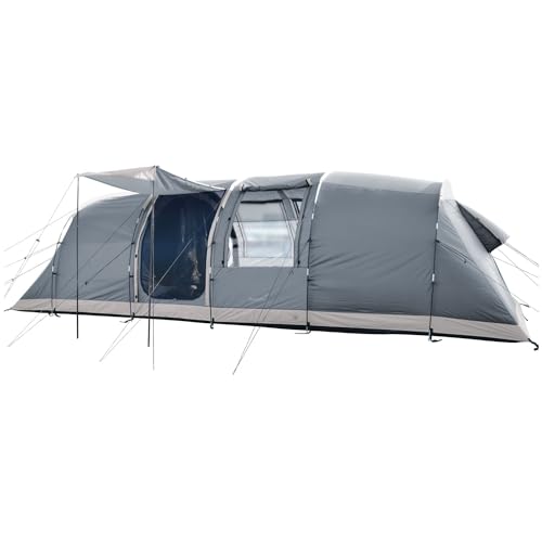 Skandika Tunnelzelt Casablanca 8 Sleeper Protect | Camping Zelt mit 2 Schlafkabinen, Sleeper Technology, eingenähter Zeltboden, 3000 mm Wassersäule, 2m Stehhöhe, Moskitonetz | Familienzelt von Skandika