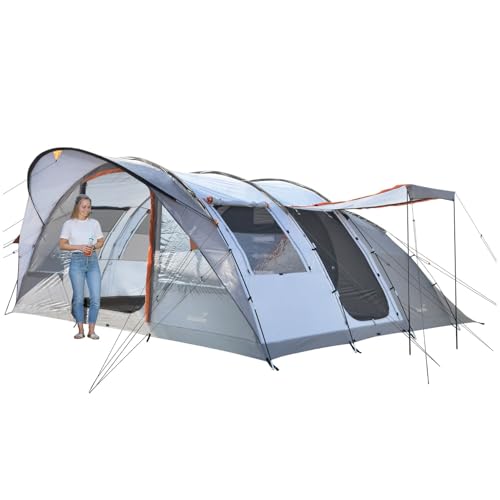 Skandika Tunnelzelt Egersund für 7 Personen | Camping Zelt mit Sleeper Technologie, eingenähter Zeltboden, nachtschwarz Schlafkabine, 2 m Stehhöhe, wasserdicht, 5000 mm Wassersäule | Outdoor Skandika Tunnelzelt Egersund für 7 Personen | Camping Zelt mit Sleeper Technologie, eingenähter Zeltboden, nachtschwarz Schlafkabine, 2 m Stehhöhe, wasserdicht, 5000 mm Wassersäule | Outdoor von Skandika