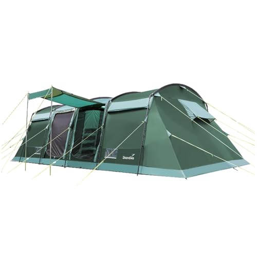 Skandika Tunnelzelt Montana 10 Personen | Camping Zelt mit/ohne eingenähten Zeltboden, mit Sleeper Technologie, 3-4 Schwarze Schlafkabinen, 5000 mm Wassersäule, Moskitonetze | Familienzelt Skandika Tunnelzelt Montana 10 Personen | Camping Zelt mit/ohne eingenähten Zeltboden, mit Sleeper Technologie, 3-4 Schwarze Schlafkabinen, 5000 mm Wassersäule, Moskitonetze | Familienzelt von Skandika