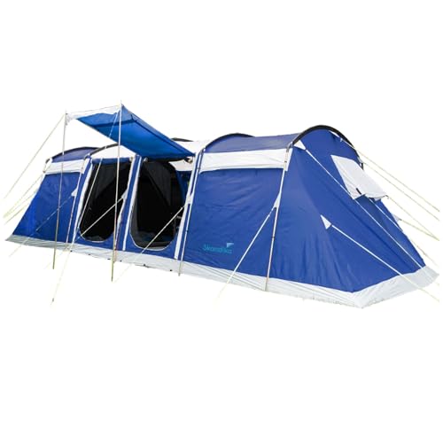 Skandika Tunnelzelt Montana Sleeper Protect 8 Personen | Camping Zelt mit eingenähtem Zeltboden, Sleeper Technologie, 3-4 Schwarze Schlafkabinen, 5000 mm Wassersäule | Familienzelt von Skandika