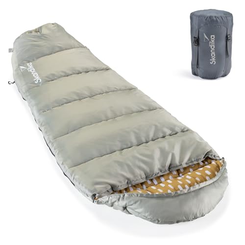 Skandika Vegas Junior Kinderschlafsack | Outdoor Camping Schlafsack für Kinder, weiches Innenfutter, kuschelig weich, wasserabweisend, Komfortbereich von 12 bis 3°C, 170 x 70 cm (Salbei) von Skandika