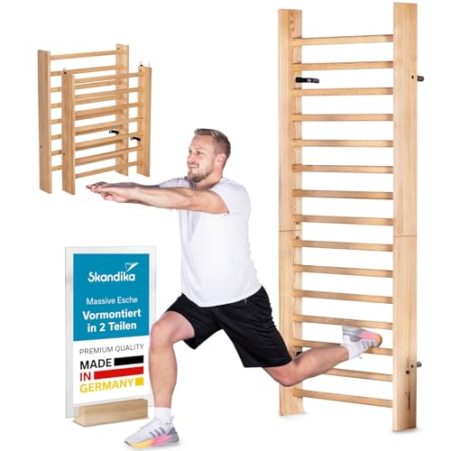 Skandika Vira Sprossenwand Holz | vormontiert, Sprossenwände für Erwachsene, Made in Germany, Esche Massivholz aus Deutschland, 218 x 85,5 cm, bis 130 kg | Turnwand Fitness, Indoor Kletterwand Sport Skandika Vira Sprossenwand Holz | vormontiert, Sprossenwände für Erwachsene, Made in Germany, Esche Massivholz aus Deutschland, 218 x 85,5 cm, bis 130 kg | Turnwand Fitness, Indoor Kletterwand Sport von Skandika