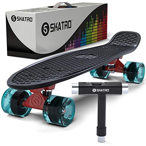 Skatro - Mini-Cruiser-Skateboard. 22 Zoll Kunststoff-Board im Retro-Stil, komplett mit von Skatro