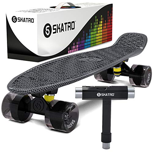 Skatro - Mini Cruiser Skateboard. 22x6inch Retro Style Plastic Board Comes Complete von Skatro