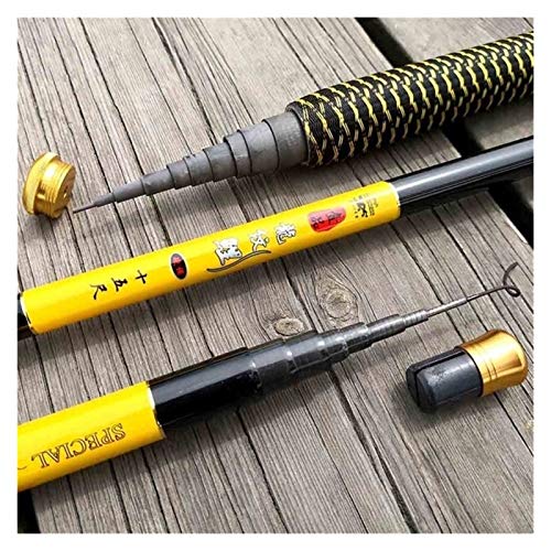 Hand Pole Angelrute Strom Angelrute 2.7~7.2M Carbon-Faser-Teleskop Angelrute(Yellow,2.7 m) von Skdvy