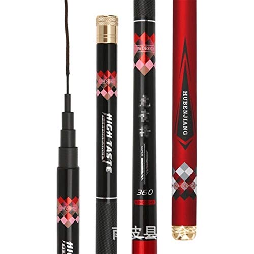 Hand Pole Angelrute Super Hard Powerful Hand Pole Teleskop Angelrute Carbon Fiber Süßwasser Karpfen Fishing3.6m, 4,5 M, 5,4 M, 6.3mVboni(Red,6.3m 19 Hardness) von Skdvy