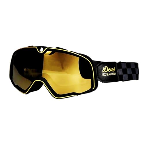 Motorradbrille Fahrbrille Motorrad Brille Ski Brille Motocross Sonnenbrille Vintage Brillen Helm Radfahren Racing Cafe Racer Chopper MTB ATV(GD-GOLD) von Skdvy