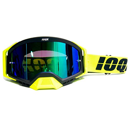 Motorradbrille Fahrbrille Motorrad Sonnenbrille Motocross Safety Protective Night Vision Helm Goggles Fahrer Fahren Gläser(Black green) von Skdvy