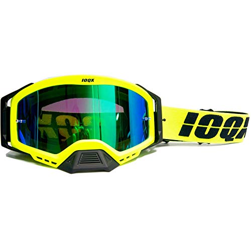 Motorradbrille Fahrbrille Motorrad Sonnenbrille Motocross Safety Protective Night Vision Helm Goggles Fahrer Fahren Gläser(Neon green) von Skdvy