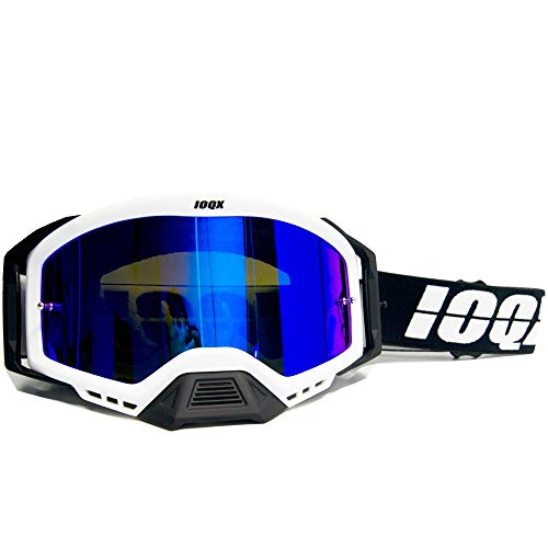 Motorradbrille Fahrbrille Motorrad Sonnenbrille Motocross Safety Protective Night Vision Helm Goggles Fahrer Fahren Gläser(White single) von Skdvy