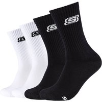 4er Pack SKECHERS Cushioned Crew Tennissocken 0001 - white/black 39-42 von Skechers