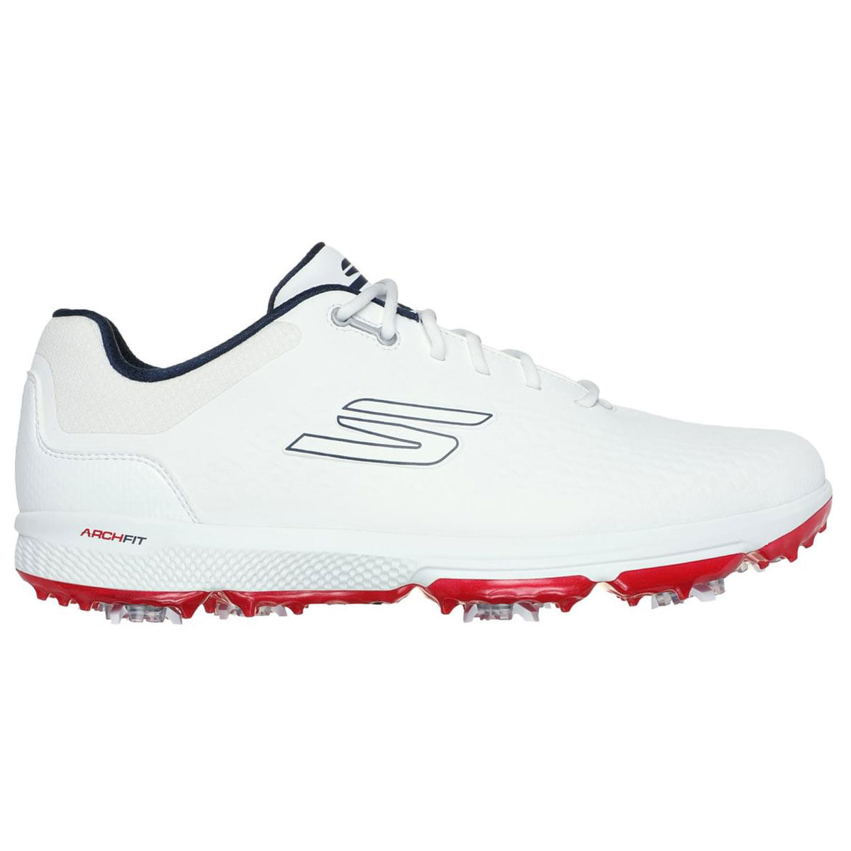 Skechers Men's GO GOLF Pro 6 Waterproof Spiked Golf Shoes, Mens, White/navy/red, 7 | American Golf von Skechers