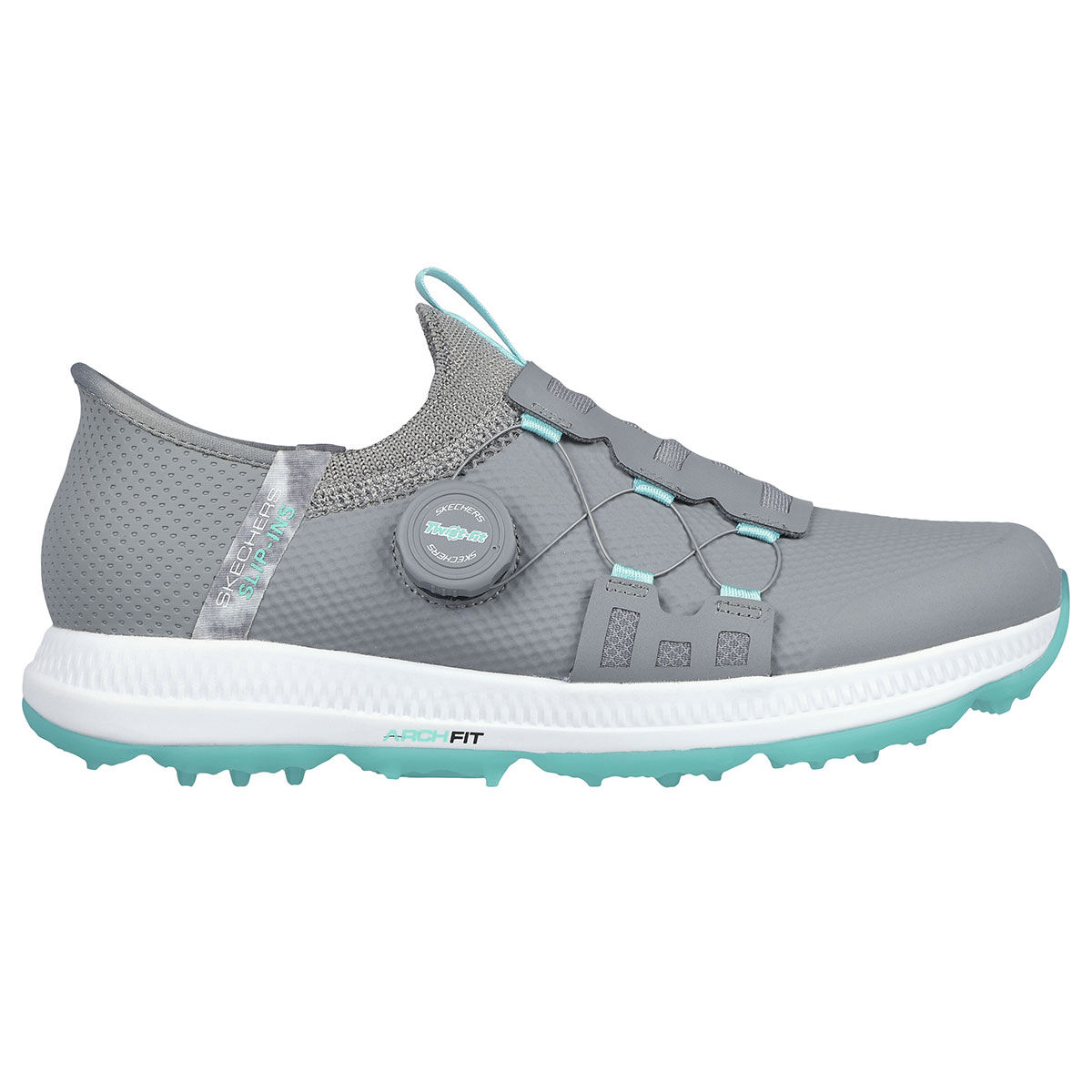 Skechers Womens GO GOLF Elite 5 Slip-Ins Waterproof Spikeless Golf Shoes, Female, Grey/aqua, 8 | American Golf von Skechers