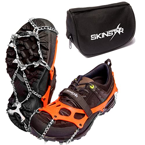 SkinStar Ice PRO Grödel Steigeisen Eisspikes,Schuhkrallen Spikes - Schuh-Ketten zum Wandern - Grödeln Eisspikes von SkinStar