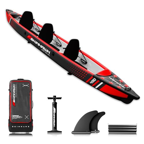 SKINHAWK Premium Drop Stitch Kajak 490 Rot, Schlauchboot, Kanu, zum Aufblasen, Adventure Kajak 490 x 85 cm SKINHAWK Premium Drop Stitch Kajak 490 Rot, Schlauchboot, Kanu, zum Aufblasen, Adventure Kajak 490 x 85 cm von Skinhawk