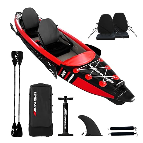 SKINHAWK Premium Full Drop Stitch Kajak 385 Rot, Schlauchboot, Kanu, zum Aufblasen, Adventure Kajak 385 x 85 cm von Skinhawk