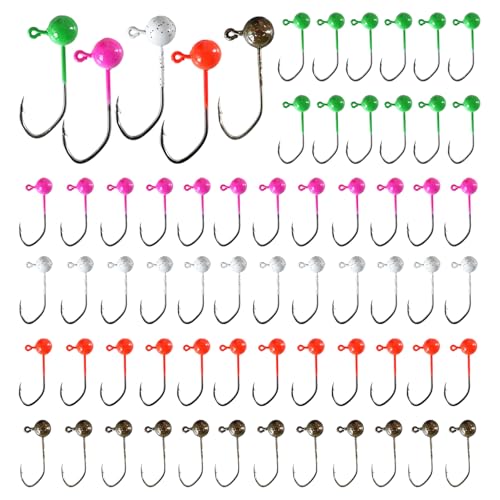 Skipaelf Fliegenbinden-Jig-Set, 60 kleine Jigköpfe zum Fliegenfischen, runde Kugeln, Crappie-Jigs, Forellenbinden, Fliegen, Eisfischen, 0,3 g von Skipaelf