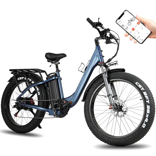 Skivogr City E Bike, Fatbike 26" x 4.0, 48V 30Ah Akku Elektro Mountainbike, Elektrofahrrad Erwachsene, E-Bike Damen Herren mit LED Farbdisplay und App Steuerung von Skivogr