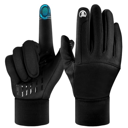SkrekuiMa Fleece Fahrradhandschuhe Herren Winter mit Touchscreen-Funktion, Winterhandschuhe Herren Winddichte rutschfeste, Fahrrad Handschuh für Fahrrad Laufen Wandern Fahren, Schwarz/L SkrekuiMa Fleece Fahrradhandschuhe Herren Winter mit Touchscreen-Funktion, Winterhandschuhe Herren Winddichte rutschfeste, Fahrrad Handschuh für Fahrrad Laufen Wandern Fahren, Schwarz/L von SkrekuiMa