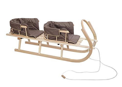 Schlitten Duo aus Holz Holzschlitten für Zwei Kinder mit Zwei Rückenlehne Rodelschlitten Davoser Schlitten aus Holz mit einem Sicherheitsgurt, Rückenlehne, Matratze für Kinder und Erwachsene (Braun) Schlitten Duo aus Holz Holzschlitten für Zwei Kinder mit Zwei Rückenlehne Rodelschlitten Davoser Schlitten aus Holz mit einem Sicherheitsgurt, Rückenlehne, Matratze für Kinder und Erwachsene (Braun) von Skyline