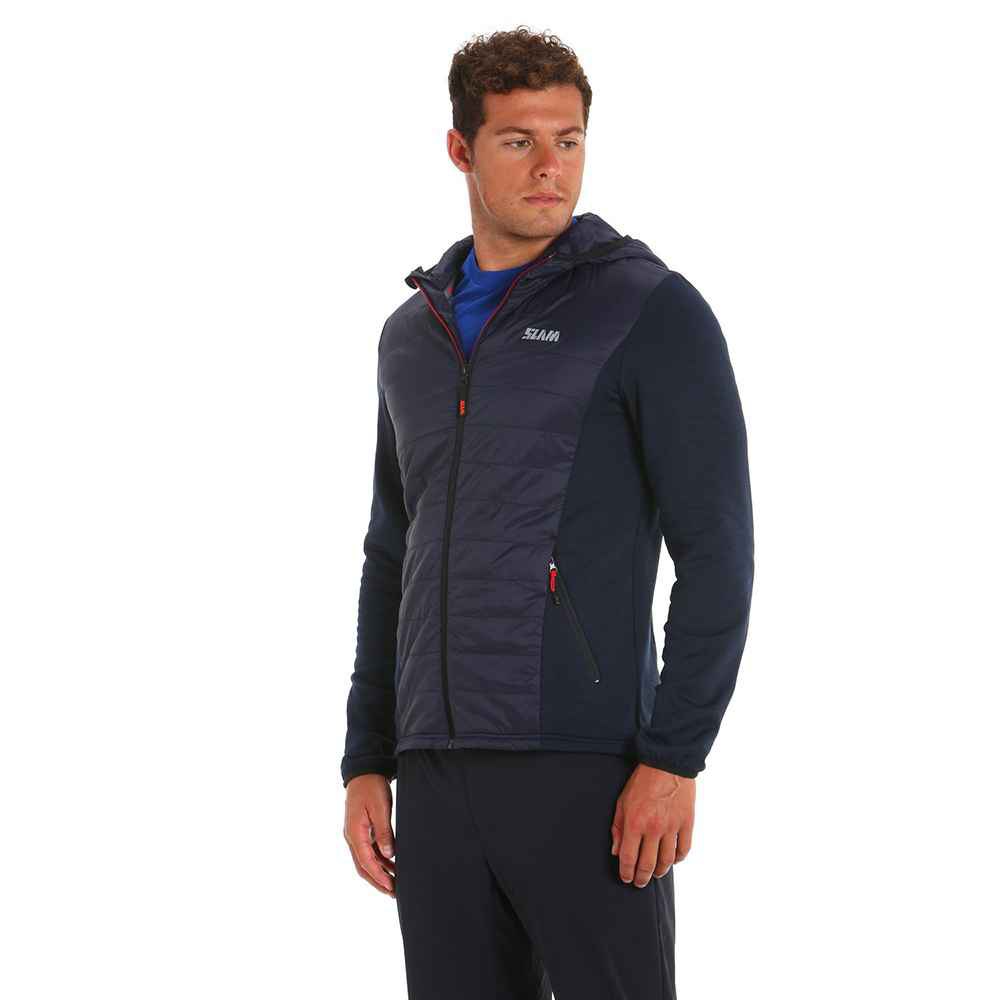 Slam Active Hood Hybrid Full Zip Fleece Blau M Mann Slam Active Hood Hybrid Full Zip Fleece Blau M Mann von Slam