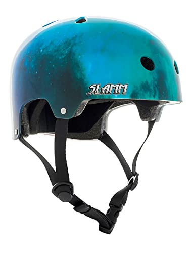 Slamm Logo Helm Nebula XXS/XS 49-52 cm | Polsterung in doppelter Größe für optimale Passform 11 Belüftungslöcher mit Aufkleberbogen | hochdichter EPS-Innenkern und robuste ABS-Außenschale von Slamm