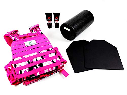 Slavikosway Gewichtsweste Pink Camo Frauen Training 7,1kg inkl Platten Calisthenics Ninja Kraftsport inkl 2X Liquid Chalk + 1x Faszienrolle von Slavikosway