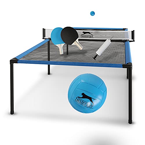 Slazenger Tischtennisplatte- Ping Pong Tisch - leicht und kompakt - Blau / Schwarz - 240 x 120 x 63,5 cm von Slazenger