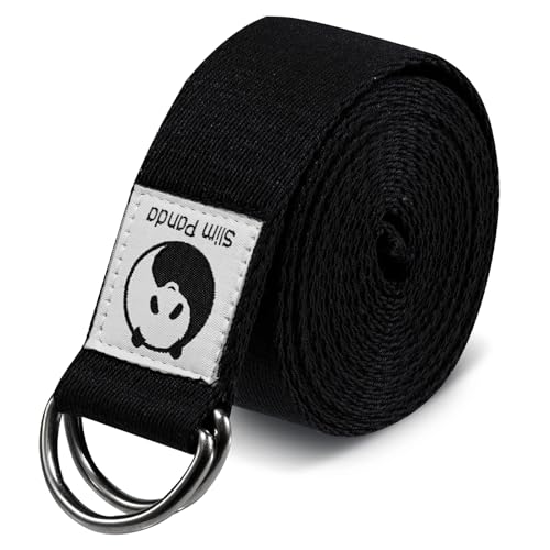 Slim Panda Yoga Gurt aus Baumwolle, Praktisches Yogagurt Yoga-Zubehör für Dehnen und Fitness, Yoga Band mit Schiebeschnalle aus Metall gut Anfänger & Fortgeschrittene, 180 cm Schwarz von Slim Panda