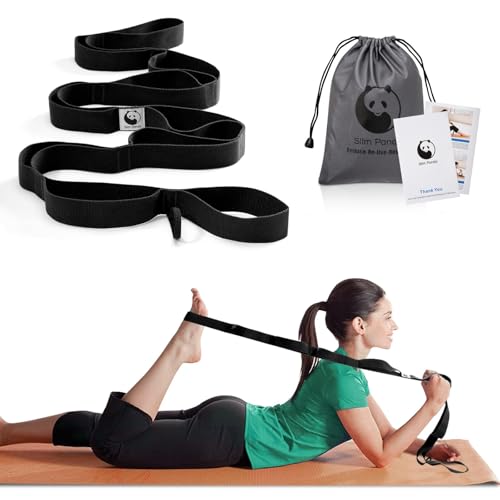 Slim Panda Yoga Gurt, Yoga Band Zum Dehnen mit 10 Schlaufen zu Dehnen und Stretching, Yoga Stretch Gurt Ideal für Yoga, Fitness Pilates Physiotherapie von Slim Panda