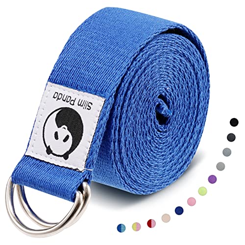 Slim Panda Yoga Gurt aus Baumwolle, Praktisches Yogagurt Yoga-Zubehör für Dehnen und Fitness, Yoga Band mit Schiebeschnalle aus Metall gut Anfänger & Fortgeschrittene, 180 cm, Dunkelblau von Slim Panda