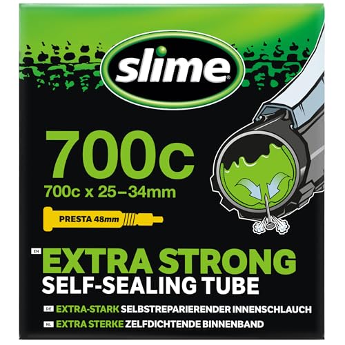 Slime Unisex – Erwachsene Ersatzschlauch mit Dichtmittel 700 x 28-32 Smart Tube/Bicycle, 30062, Schwarz, 700x28-35, SV 48mm von Slime