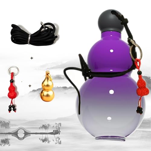 Slipasikao Kürbis-Wasserflasche, Kürbis-Sport-Wasserflasche, 900 ml Calabash-Reise-Wasserflasche, chinesische Retro-inspirierte Kürbisflasche, Trinkkürbis im Wuxia-Stil (Purple) von Slipasikao