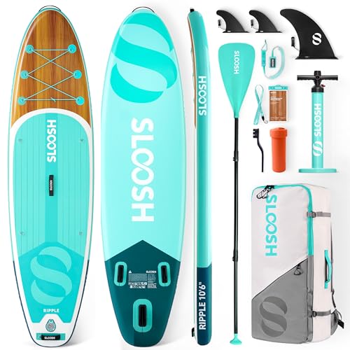 SLOOSH Aufblasbares Stand-Up-Paddle-Board, 10'6" Paddleboard mit Premium-Zubehör, rutschfestes Eva-Deck, ultraleichte Tragetasche und Pumpe, Ripple SUP für Jugendliche & Erwachsene, Aquatische Brise SLOOSH Aufblasbares Stand-Up-Paddle-Board, 10'6" Paddleboard mit Premium-Zubehör, rutschfestes Eva-Deck, ultraleichte Tragetasche und Pumpe, Ripple SUP für Jugendliche & Erwachsene, Aquatische Brise von Sloosh