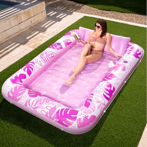 Sloosh 85" x 57"/2.1 x 1.4m aufblasbarer Sonnenpool, Luftmatratzte Pool, Sonnenbad mit abnehmbarem Kissen, persönlicher Luftmatratze Wasser für Erwachsene, Sommerspaß, Wasserparty-Rosa Sloosh 85" x 57"/2.1 x 1.4m aufblasbarer Sonnenpool, Luftmatratzte Pool, Sonnenbad mit abnehmbarem Kissen, persönlicher Luftmatratze Wasser für Erwachsene, Sommerspaß, Wasserparty-Rosa von Sloosh