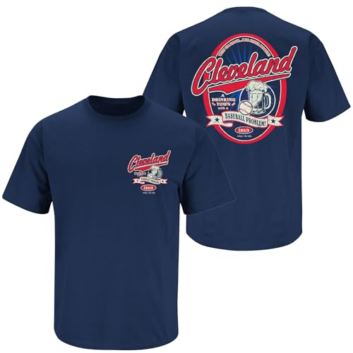 Smack Apparel Cleveland Indians Fans. Trinken Town. Cleveland Trinken Town mit Ein Baseball Problem. Marineblau T-Shirt (S-5 X), Unisex-Erwachsene Herren Damen, navy, 3X von Smack Apparel