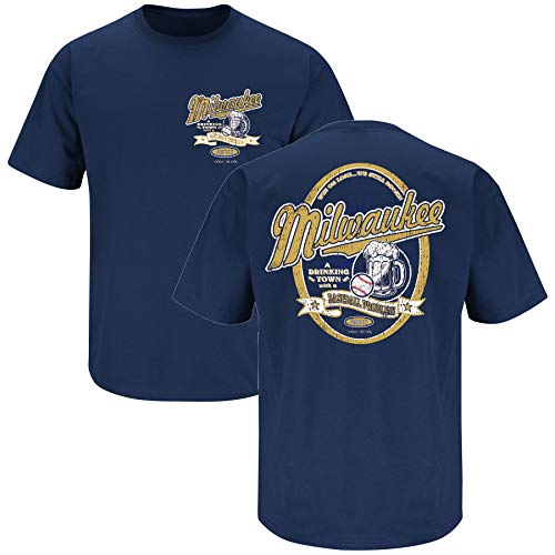 Smack Apparel Milwaukee Brewers Fans. Milwaukee Trinken Town. Marineblau T-Shirt (S-5 X), Unisex-Erwachsene Herren Damen, navy, 2X von Smack Apparel