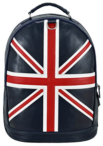 Smart Range Leather Union Jack Leder Rucksack Marineblau perforiert Classic Style Leder 1005 von Smart Range Leather