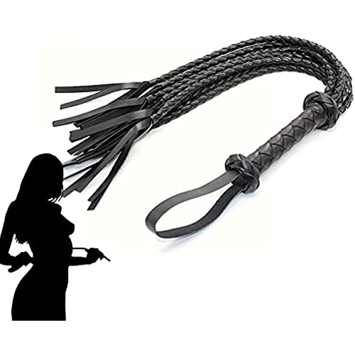 SmartRing B-D-S-M Black Cuero Whip, Horseback Riding Whip, Yoga for Beginners von SmartRing