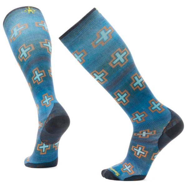 Smartwool - Ski Zero Cushion Paths Crossed Print OTC Socks - Skisocken Gr L;M;XL blau von SmartWool