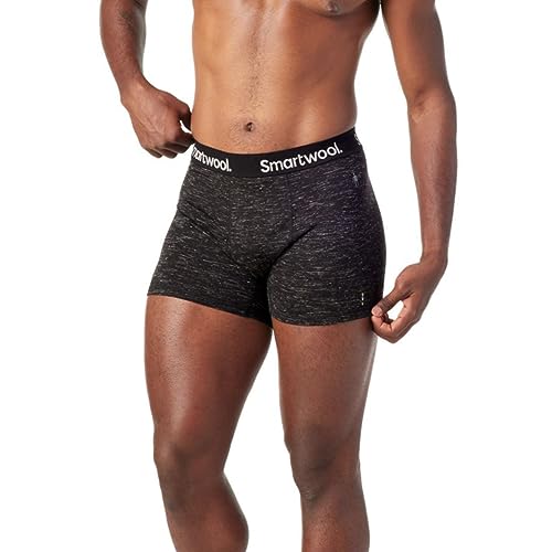 Smartwool Men's Hemp Blend Boxer Brief Herren-Boxershorts aus Merino-Hanf-Mischung, Black Heather, S von Smartwool