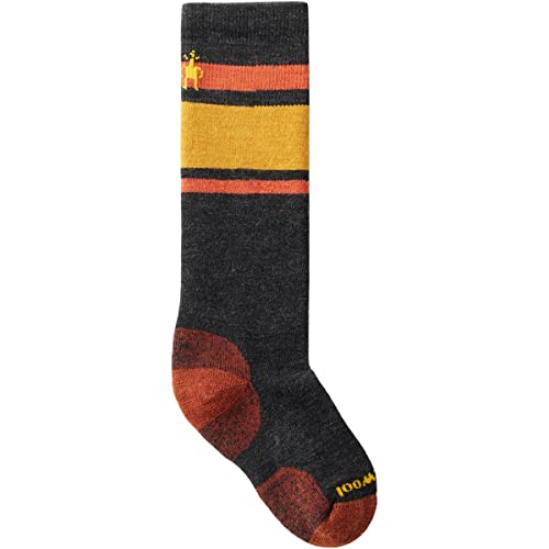 Smartwool Unisex-Youth Kids' Wintersport Full Cushion Stripe OTC Socks, Charcoal, M von Smartwool