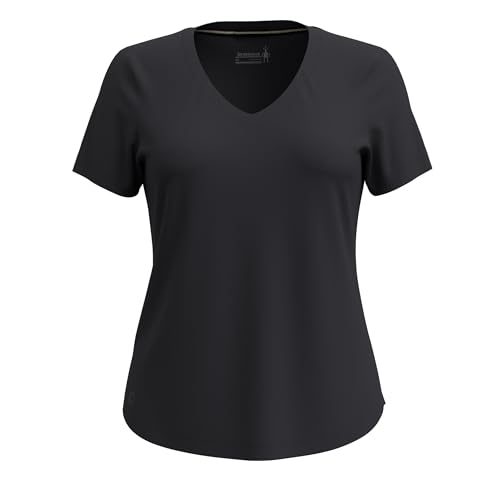 Smartwool Women's Neck Short Sleeve Damen Active Ultralite Kurzarmshirt mit V-Ausschnitt, Schwarz, M Smartwool Women's Neck Short Sleeve Damen Active Ultralite Kurzarmshirt mit V-Ausschnitt, Schwarz, M von Smartwool