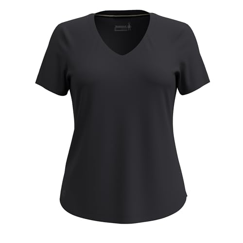 Smartwool Women's Neck Short Sleeve Damen Active Ultralite Kurzarmshirt mit V-Ausschnitt, Schwarz, S von Smartwool