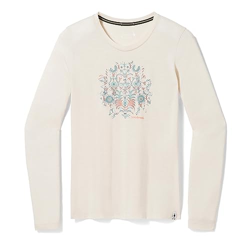 Smartwool Women's Floral Tundra Graphic Long Sleeve Tee, Almond Heather, L von Smartwool