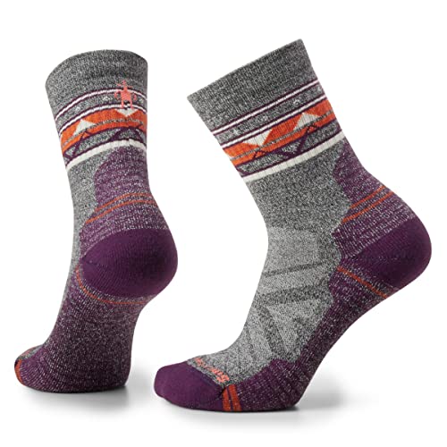 Smartwool Women's Hike Light Cushion Zig Zag Valley Mid Crew Socks, ASH/Charcoal, M von Smartwool