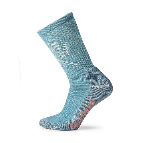 Smartwool Women's Light Cushion Leaf Pattern Damen Hike Classic Edition Crew-Socken mit leichtem Kissen und Blattmuster, Twilight Blue, L von Smartwool